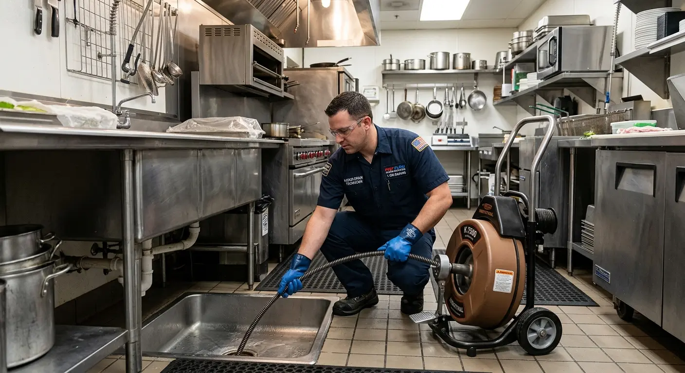 Commercial drain cleaning service in a restaurant kitchen in Boulder Hill